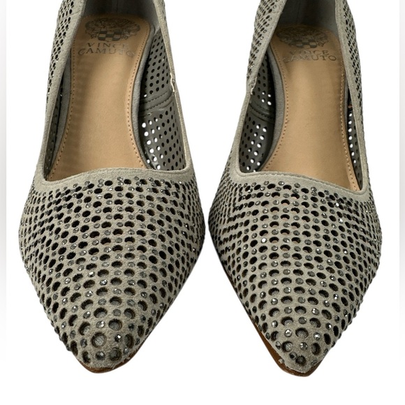 Vince Camuto Sarritah Suede Studded Pointed Toe Heels Pumps Evening Glam Size 8M - Picture 2 of 14